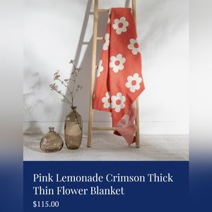 Pink Lemonade Crimson Thick Thin Flower Blanket